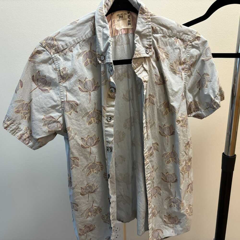 Raw Lotus Button Down Shirt- Men's Medium